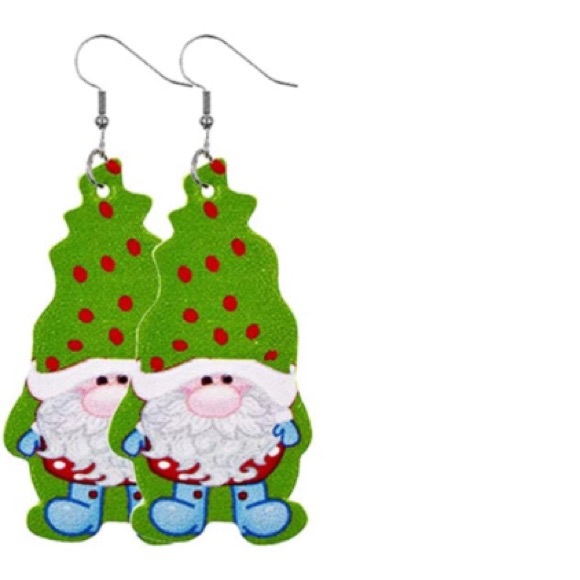 Gnome Holiday Boots Mittens Polka Dot Drop Earrings - Picture 1 of 1